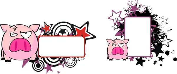 Симпатичный Маленький Pig Мультфильм Шариковом Стиле Копипробел Установлен Векторном Формате — стоковый вектор