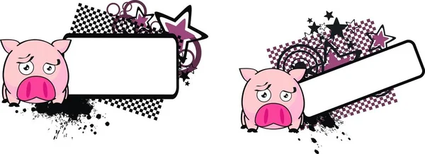 Mignon Petit Cochon Dessin Animé Style Boule Copyspace Mis Format — Image vectorielle