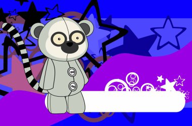 sevimli pelüş lemur oyuncak kawaii tarzı karikatür arka planı