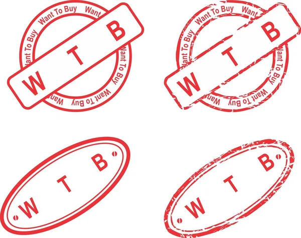 Wtb赤スタンプの頭字語集ベクトル形式 — ストックベクタ