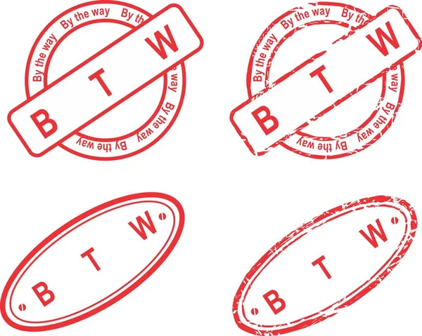 Коллекция Наклеек Красной Маркой Btw Векторном Формате — стоковый вектор