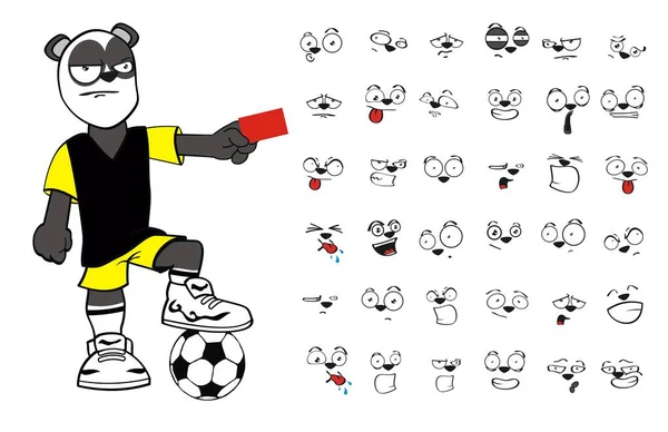小熊猫体育小熊猫足球卡通集表达的矢量格式很容易编辑 — 图库矢量图片