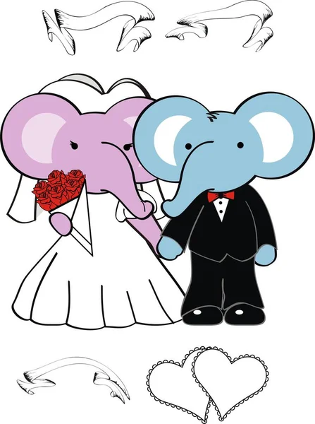 Casado Lindo Elefante Dibujos Animados Formato Vectorial Muy Fácil Editar — Archivo Imágenes Vectoriales