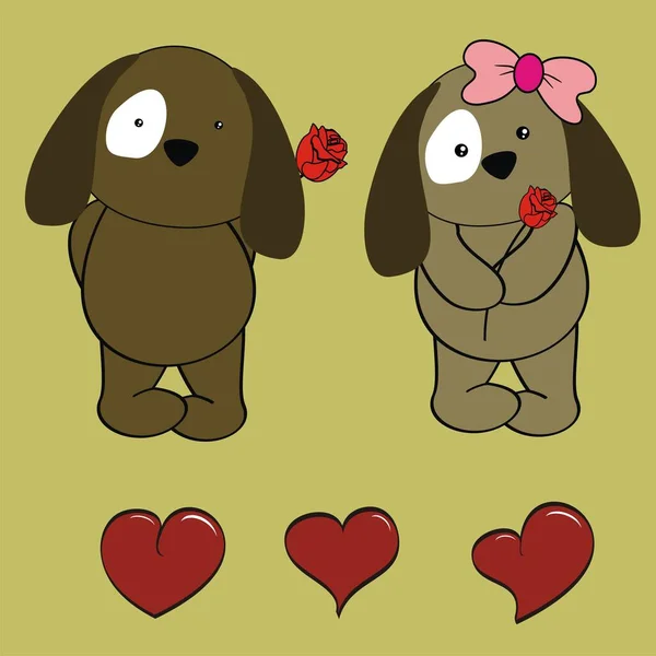 Kawii Pies Kreskówka Miłość Valentine Kolekcja Zestaw Formacie Wektorowym Bardzo — Wektor stockowy