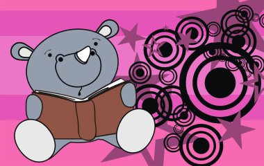 Şirin bebek gergedan Kawaii kitabını vektör formatında tutuyor. Düzenlemesi çok kolay.