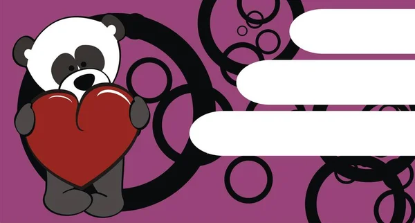 Сладкий Панда Медведь Кавайи Мультфильм Проведение Валентина Сердце Векторном Формате — стоковый вектор