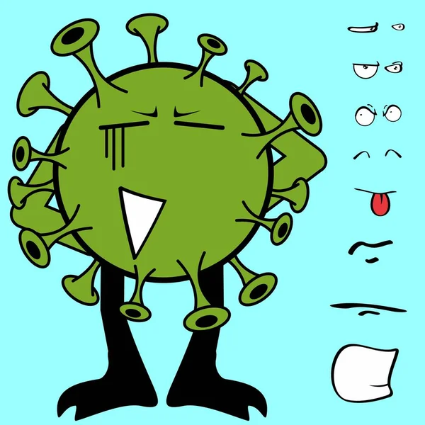 Covid19 Virus Desen Animat Expresii Colectare Set Format Vectorial — Vector de stoc