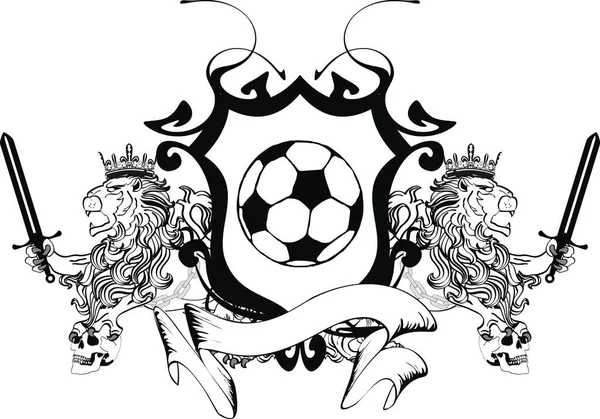 Brasão Emblema Leão Futebol Heráldico Formato Vetorial — Vetor de Stock