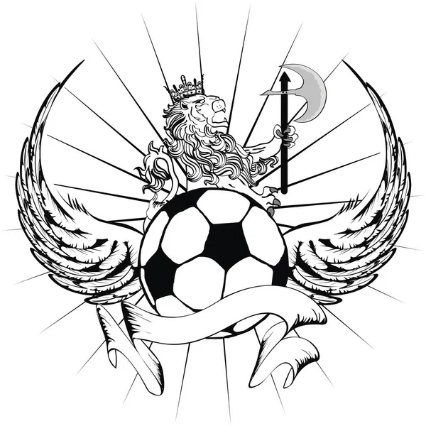 Heraldic Soccer Lion Emblem Coat Arms Vector Format — Stock Vector