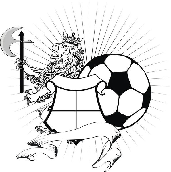 Heraldik Futbol Aslanı Arması Vektör Formatında Arma — Stok Vektör