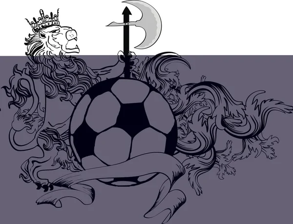 Heraldisk Fotboll Lejon Emblem Vapensköld Vektorformat — Stock vektor