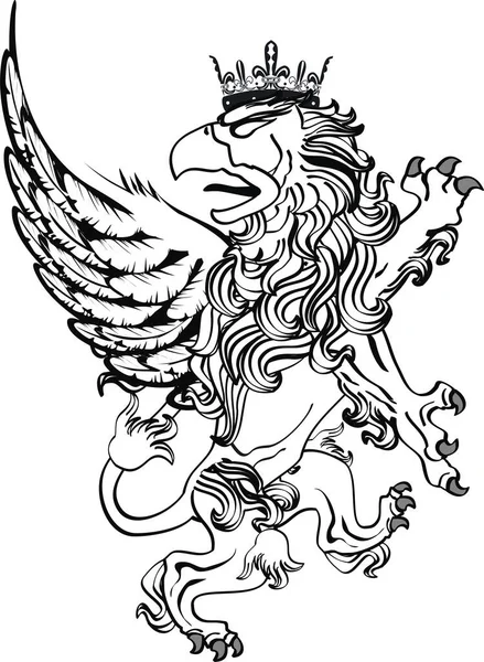 Heraldisk Griffin Coat Arms Crest Tatuering Vektorformat — Stock vektor