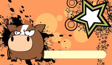 Huysuz küçük kawaii at çizgi film arkaplanı vektör formatında