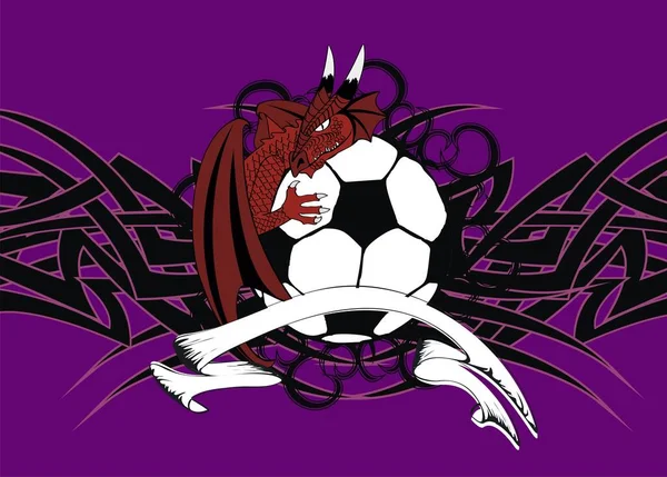 Futebol Heráldico Medieval Dragão Emblema Fundo Formato Vetorial — Vetor de Stock