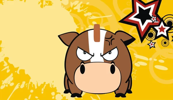 Wütende Kleine Kawaii Pferd Karikatur Hintergrund Vektorformat — Stockvektor