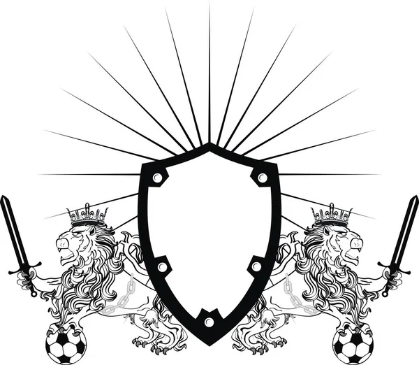 Heraldik Futbol Aslanı Arması Vektör Formatında Arma — Stok Vektör