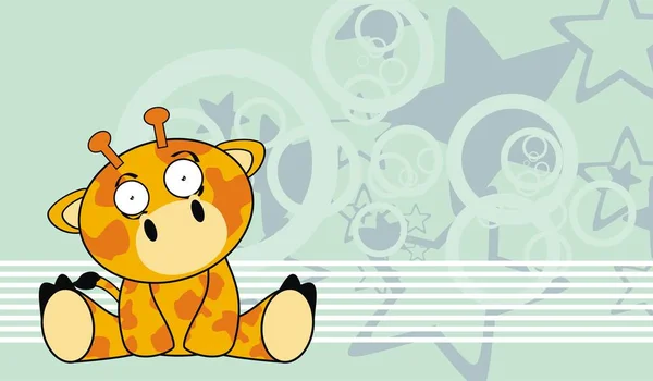Doce Bebê Plush Girafa Desenho Animado Fundo Formato Vetorial — Vetor de Stock