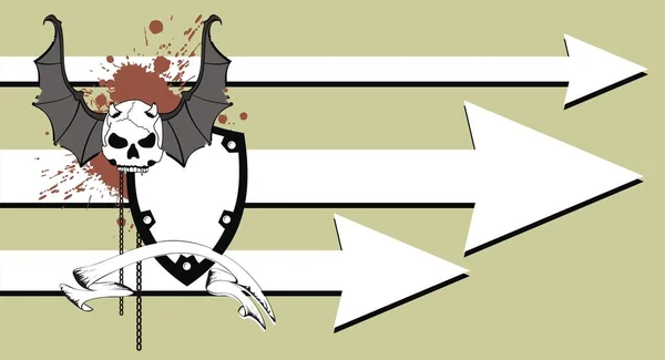 翼のある頭蓋骨の入れ墨の紋章 — ストックベクタ