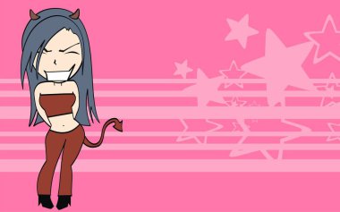 Kawaii iblis kız karikatür arka planı vektör biçiminde