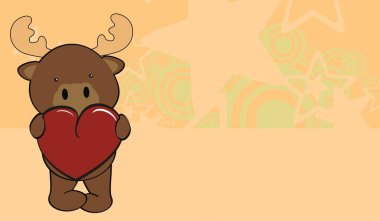 kawaii geyik kucaklaması kalp sevgililer günü kartı vektör biçiminde