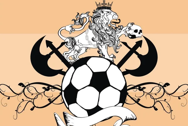 Heraldic Soccer Lion Crest Coat Arms Background Vector Format — Stock Vector