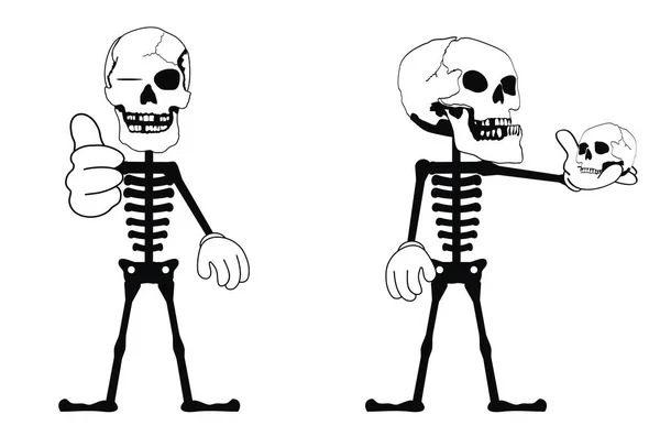 Divertente Pittogramma Cranio Cartone Animato Collezione Set Formato Vettoriale — Vettoriale Stock