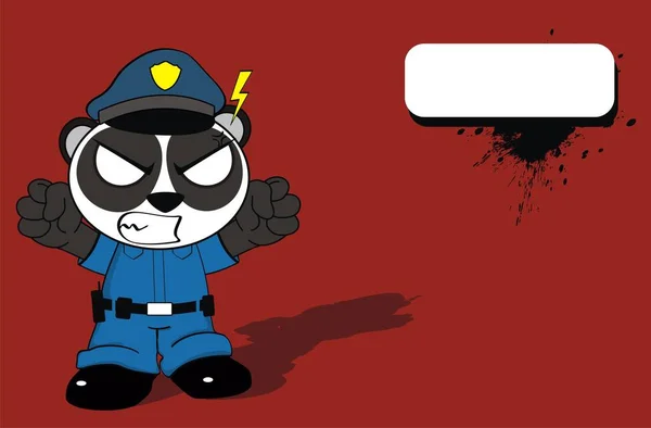 面白い警察官パンダクマ子供漫画の背景ベクトル形式で — ストックベクタ