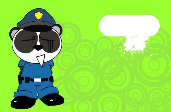 Divertente Polizia Uomo Panda Orso Bambino Cartoni Animati Sfondo Formato — Vettoriale Stock