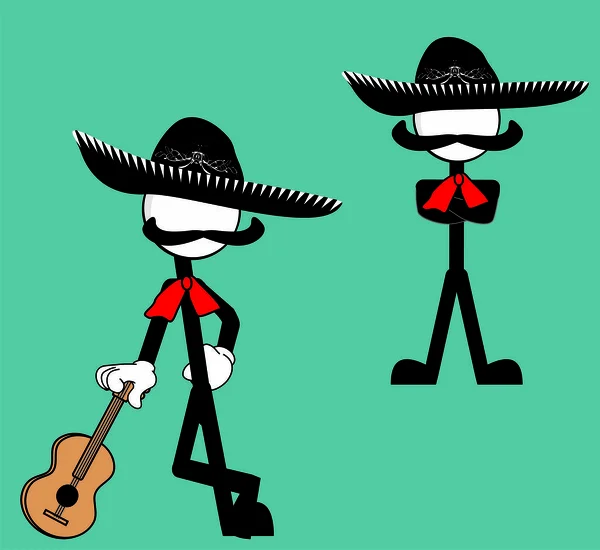 Drôle Mexicain Mariachi Pictogramme Collection Jeu Dessin Animé Format Vectoriel — Image vectorielle