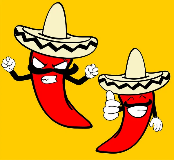 Drôle Mexicain Piment Mariachi Pictogramme Collection Dessins Animés Format Vectoriel — Image vectorielle