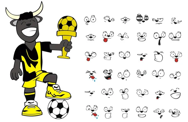 足球未来派年轻公牛小孩卡通表达集合的矢量格式 — 图库矢量图片