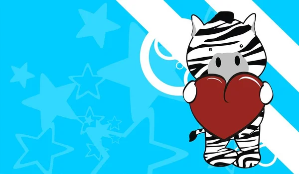 Kawaii Zebra Abrazo Corazón Tarjeta Fondo San Valentín Formato Vectorial — Vector de stock