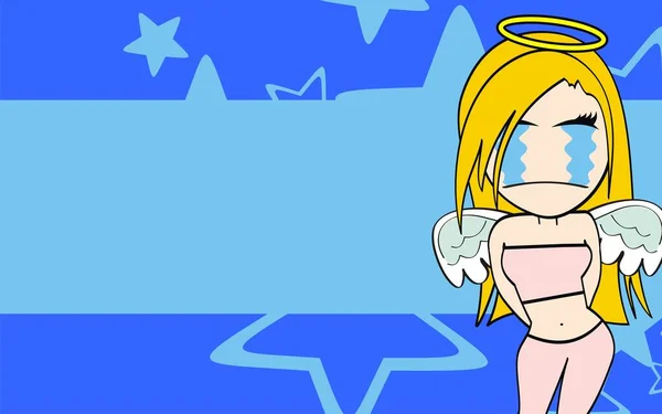 Kawaii Cute Young Angel Girl Cartoon Background Vector Format — Stock Vector
