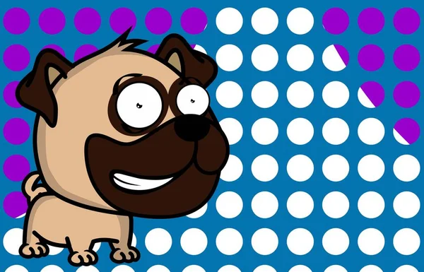 Kawaii Pug Cartoon Big Head Expression Background Vector Format — 스톡 벡터