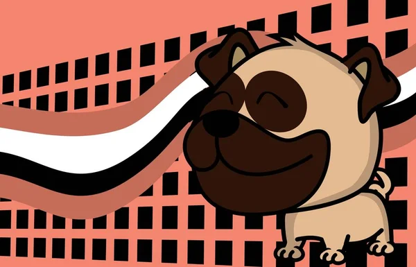 Kawaii Pug Hund Tecknad Stor Huvud Uttryck Bakgrund Vektor Format — Stock vektor