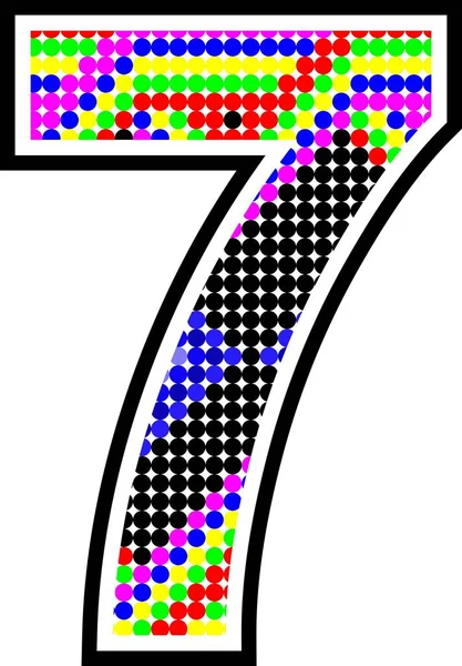 Arte Huichol Mexicano Colorido Siete Números Formato Vectorial — Archivo Imágenes Vectoriales