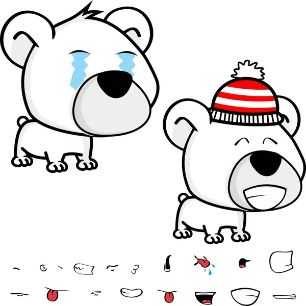 可爱的大头北极熊宝宝卡通表达集合 以矢量格式很容易编辑 — 图库矢量图片