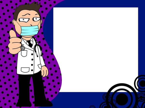 面白い医者の子供の漫画表現のフレームの背景ベクトル形式 — ストックベクタ
