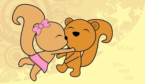 Sweet Love Baby Boy And Girl Kissing Squirrel Cartoon Background Design Young Stock Photo Sweet Love Baby Boy And Girl Kissing Squirrel Cartoon Background Design Young Stock Photo