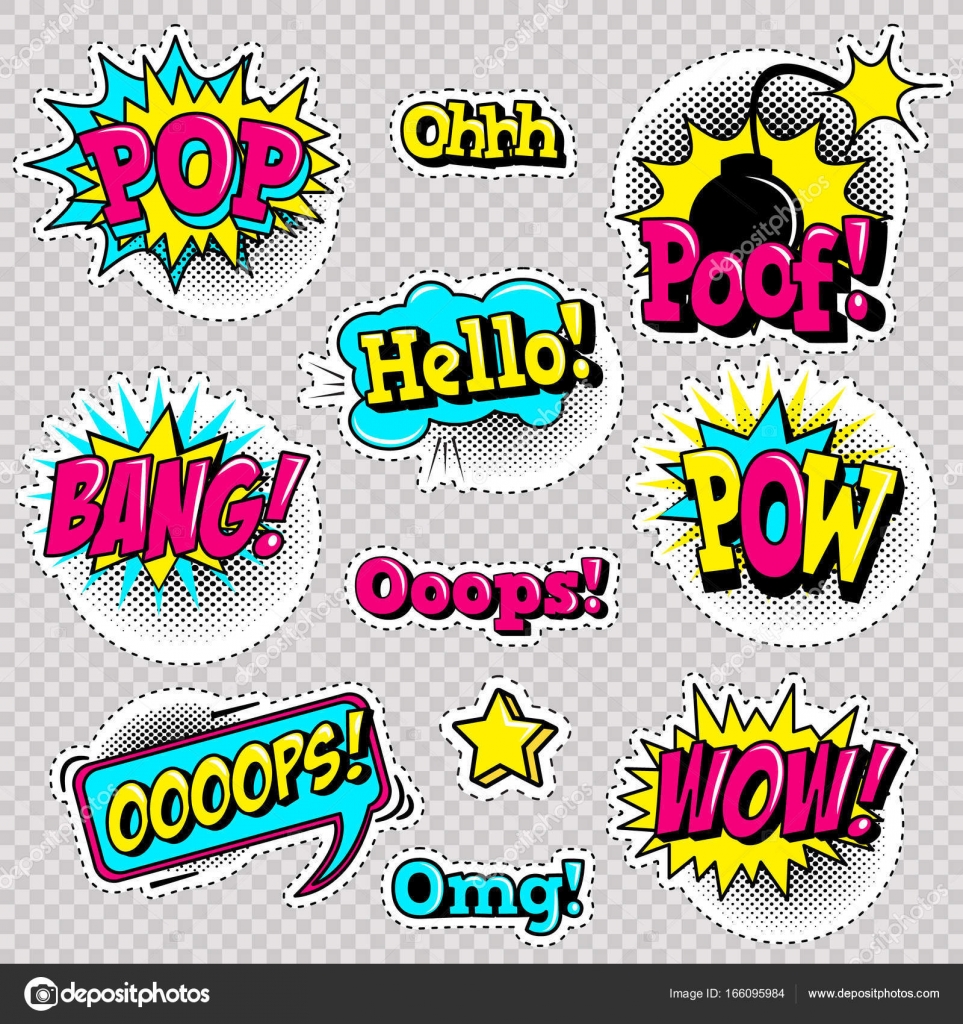 Vector Set Of Cute Template With Patches And Stickers In 90s Style