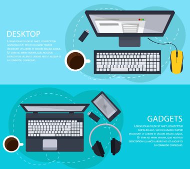 Düz tasarım afiş alet, elektronik cihazlar, cep telefonu iletişim. Elinde becerikli alet. Tasarım öğeleri iş, Web sitesi tasarım app, promosyon malzemeleri, afiş için.