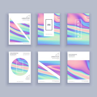 Holografik şekiller arka planlar seti