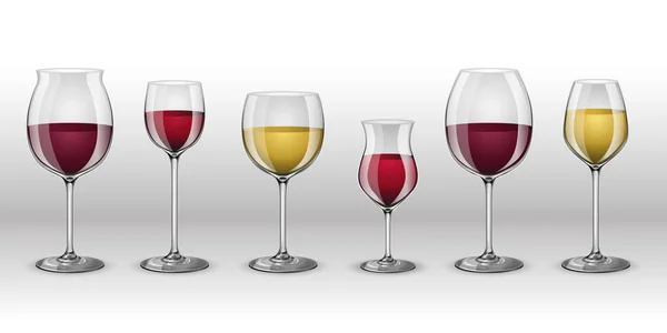 Diversi tipi di bicchieri di vino — Vettoriale Stock