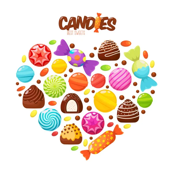 Caramelos dulces iconos conjunto — Archivo Imágenes Vectoriales