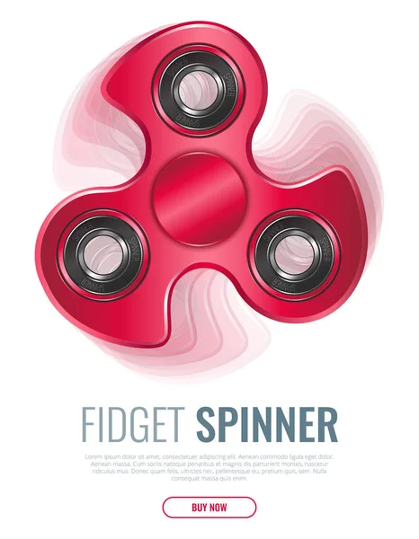 Conjunto Realista Juguetes Hilanderos Mano Juguete Fidget Para Concentrarse Inquietarse — Vector de stock