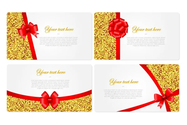 Beautiful cards with red gift bows — Stock Vector