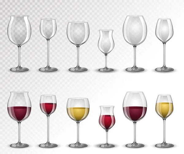 Różne rodzaje kieliszków do wina — Wektor stockowy