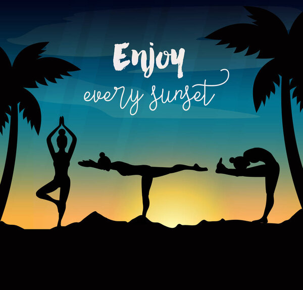 Silhouette of women doing yog