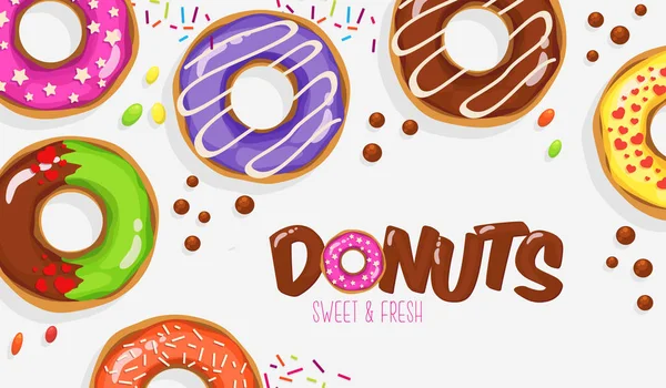 Donuts with caramel and sweets — Stock Vector