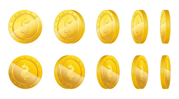 Monedas de oro realistas — Vector de stock